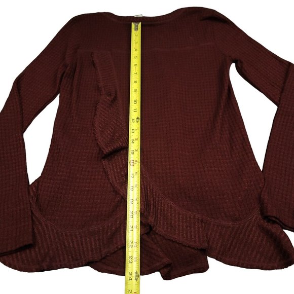 Anthropologie Saturday Sunday Womens XS Oversized Waffle Knit Tunic Top Maroon‎ - Picture 9 of 12